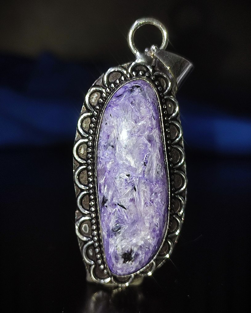 非常漂亮的一流品质查罗石925银吊坠，免运费 - 吊坠 #1.0