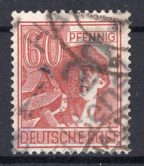 Occupation alliée - Allemagne (zone soviétique) 1948 - Timbre à main OPD Halle 60 centimes avec attestation. - Michel 179 IV #1.0