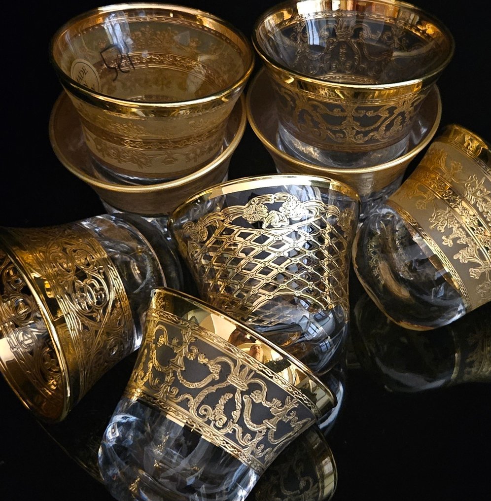 Drikke service (8) - Meget sjælden luksus lille shot-drink i guld. - Krystal, Guld #4.3