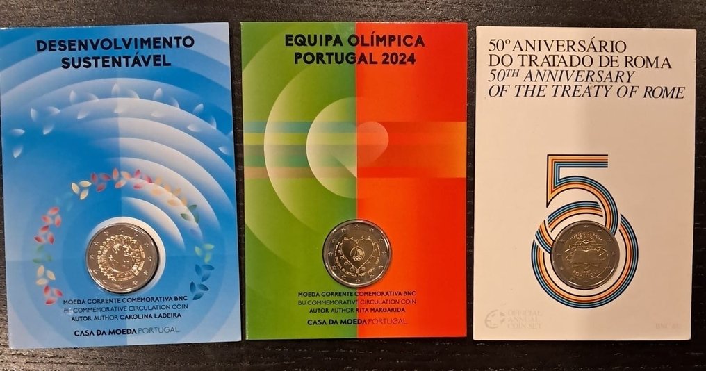 Portugal. 2 Euro 2007/2025 (3 moedas)  (No reserve price) #1.0