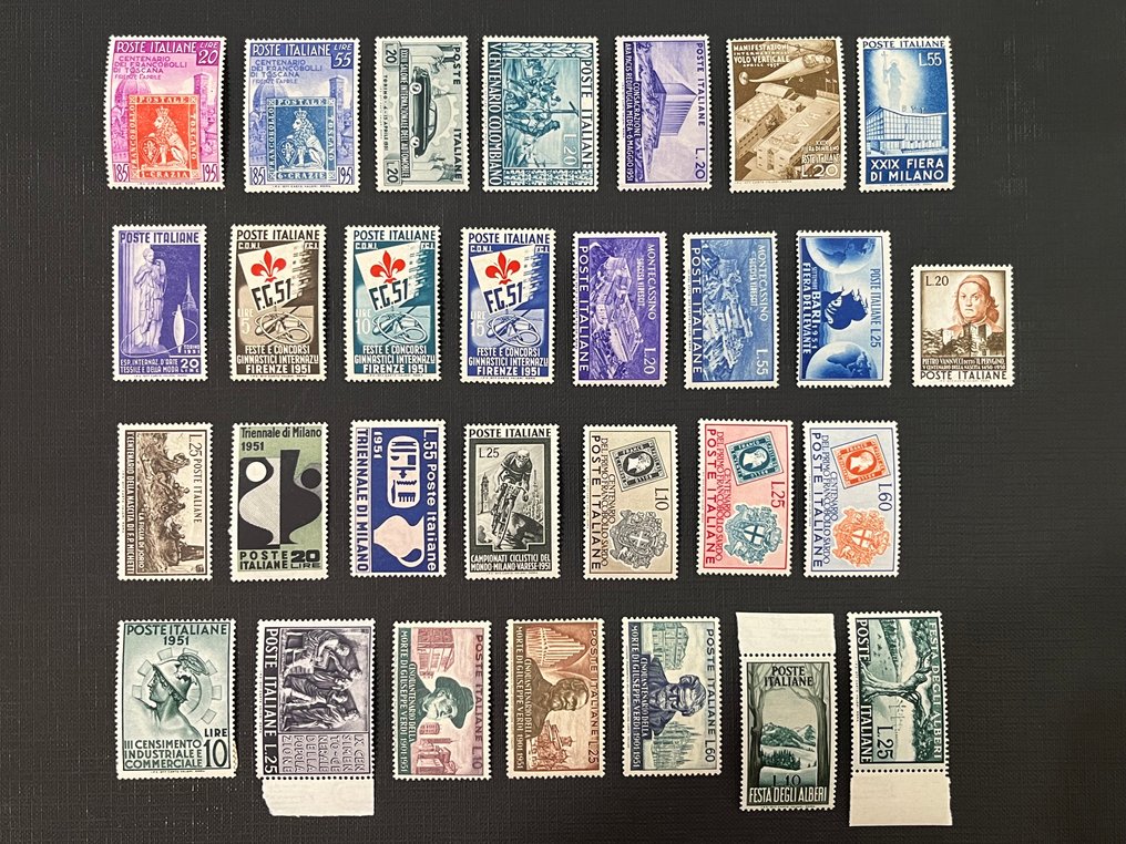 意大利 1951 - Repubblica，1951年版，全新完整，带完整橡胶。 - Sassone n. 653 - 681 #1.0