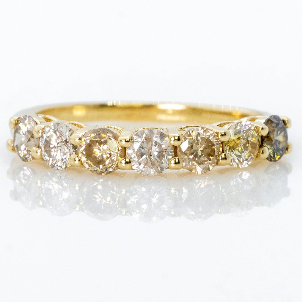 Nincs minimálár - Gyűrű - 14 kt. Sárga arany -  1.10ct. tw. Gyémánt (Természetes színű) - IGI #1.0