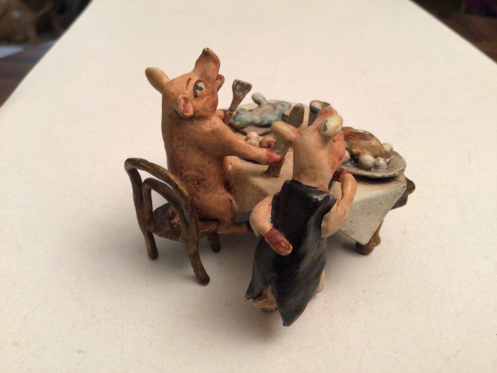 Skulptur, Un bon repas - 5 cm - Koldmalet bronze #4.3