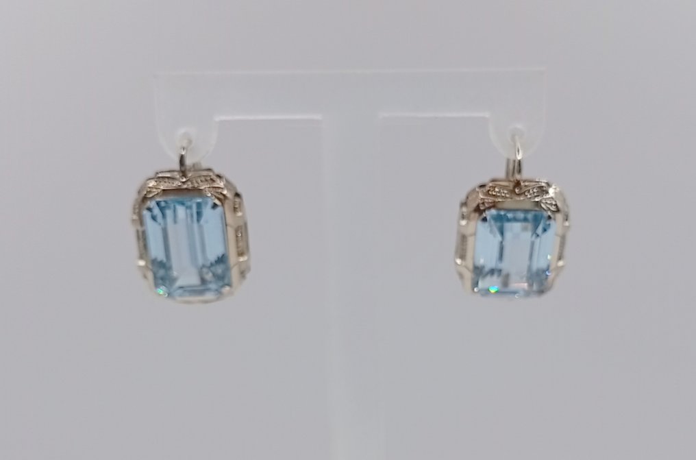 2件套珠宝 - 18K包金 白金 海蓝宝石 #2.1