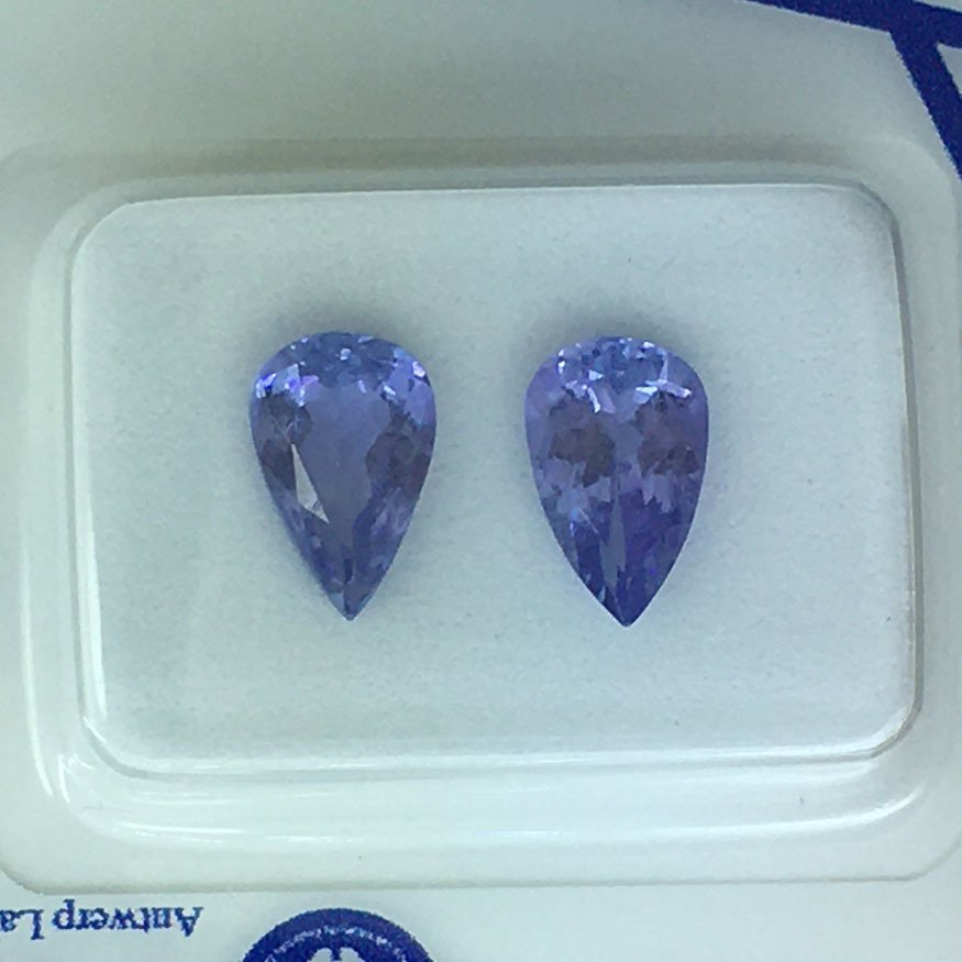 χωρίς τιμή ασφαλείας - 2 pcs  Μωβ Τανζανίτης  - 1.71 ct - Antwerp Laboratory for Gemstone Testing (ALGT) - Έντονο μπλε τανζανίτης #4.3