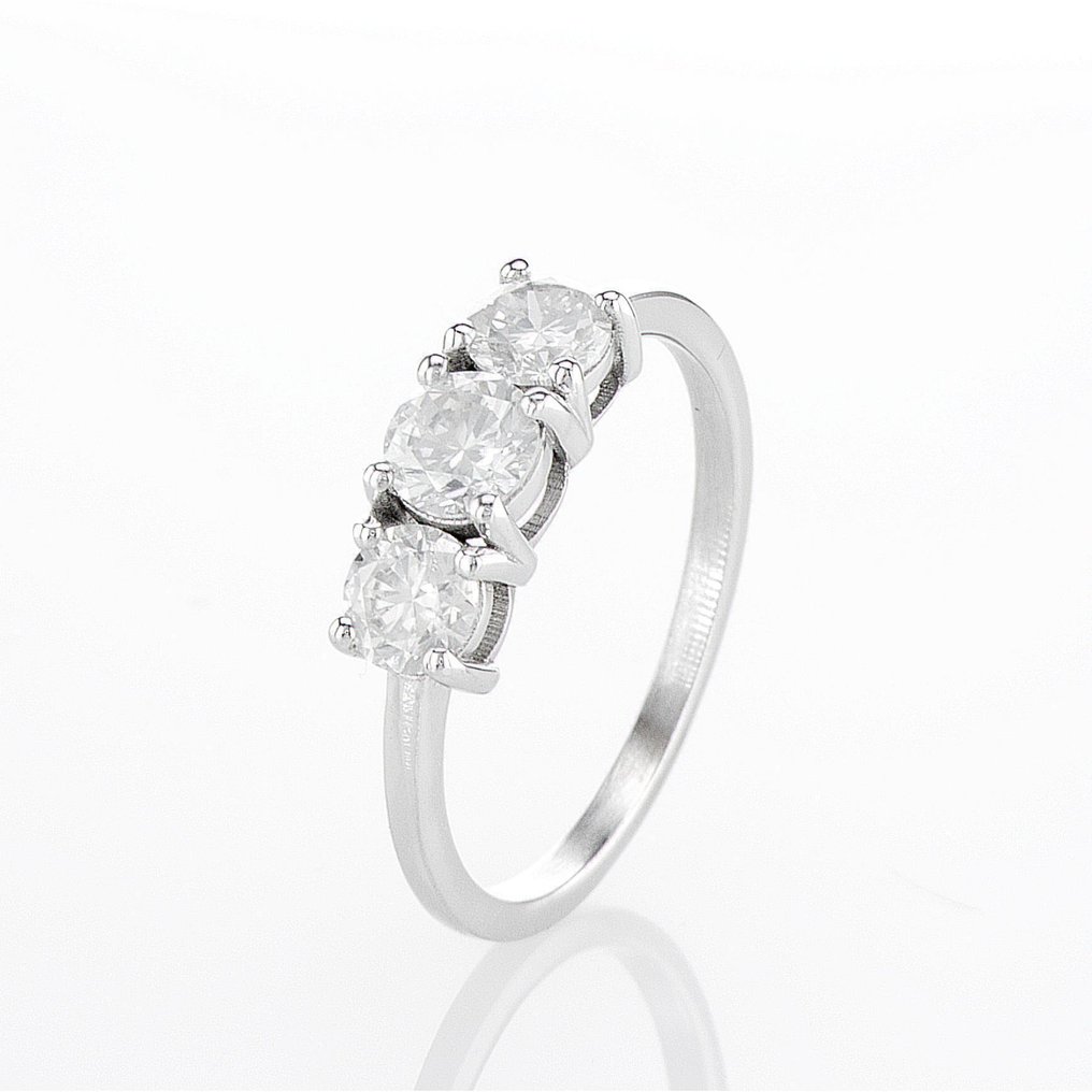 Zonder minimumprijs - Ring - 14 karaat Witgoud - 1.04ct. tw. Diamant (Natuurlijk) - Diamant - F-G / F-G kleur SI2 / SI1-SI2 #1.0