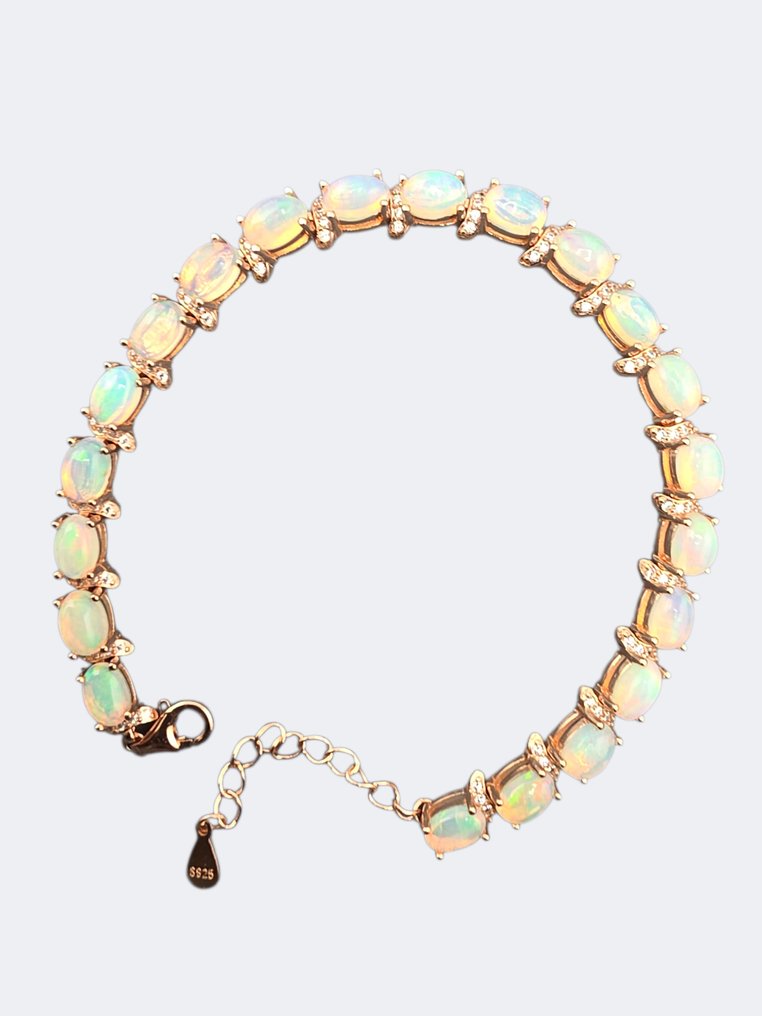 χωρίς τιμή ασφαλείας - Βραχιόλι τένις Ασημί -  9.84ct. tw. Οπάλιο - Φυσική λευκή όπλα 11,25 #4.3