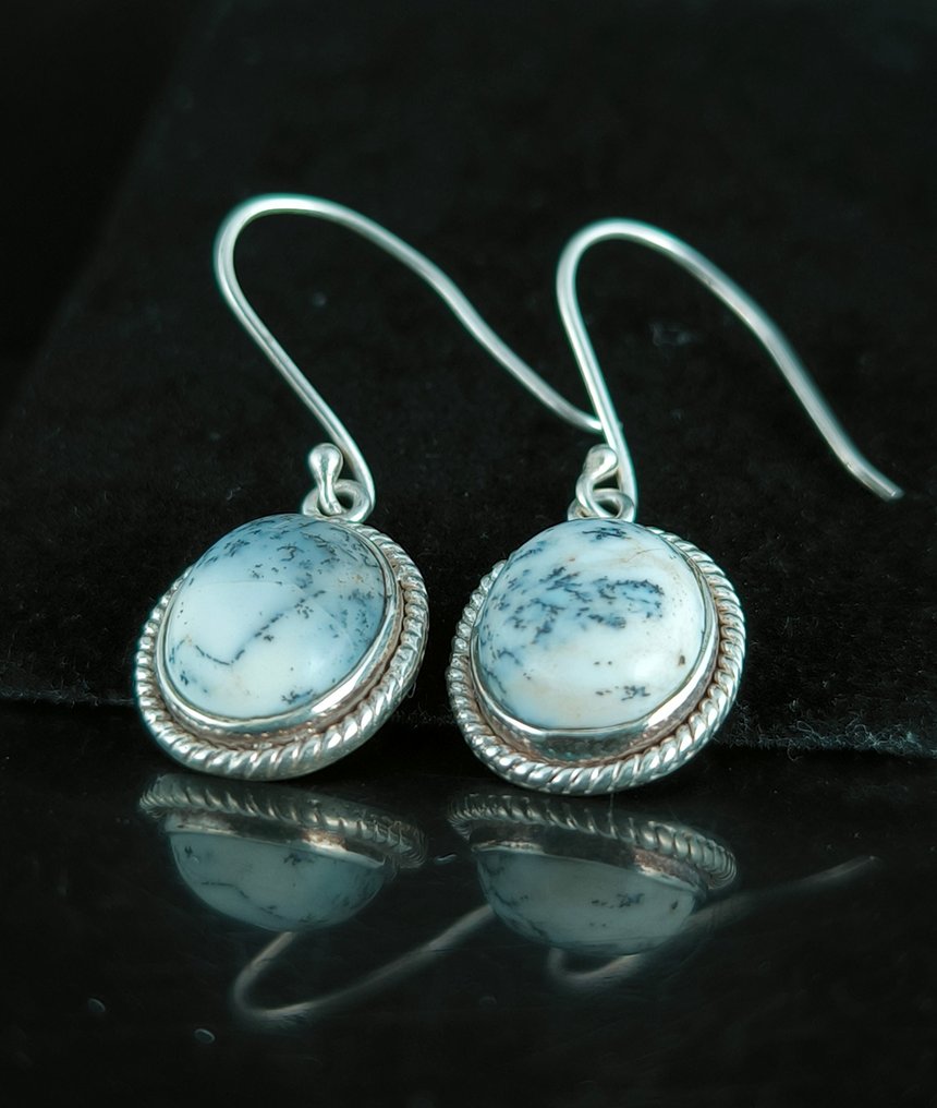 银 - 耳环 - Ágata Dendrítica #4.3