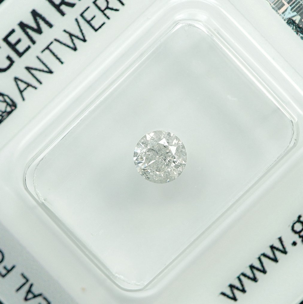 No reserve price - 1 pcs Diamond  (Natural)  - 0.50 ct - Round - H - I3 - Gem Report Antwerp (GRA) #3.2