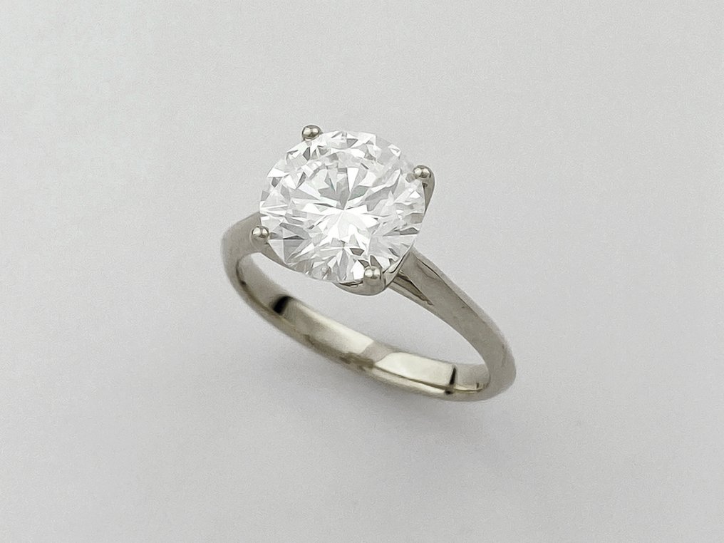 Sormus - 14 kt. Valkokulta - 3.06ct. tw. Timantti (Laboratoriossa kasvatettu) #2.1
