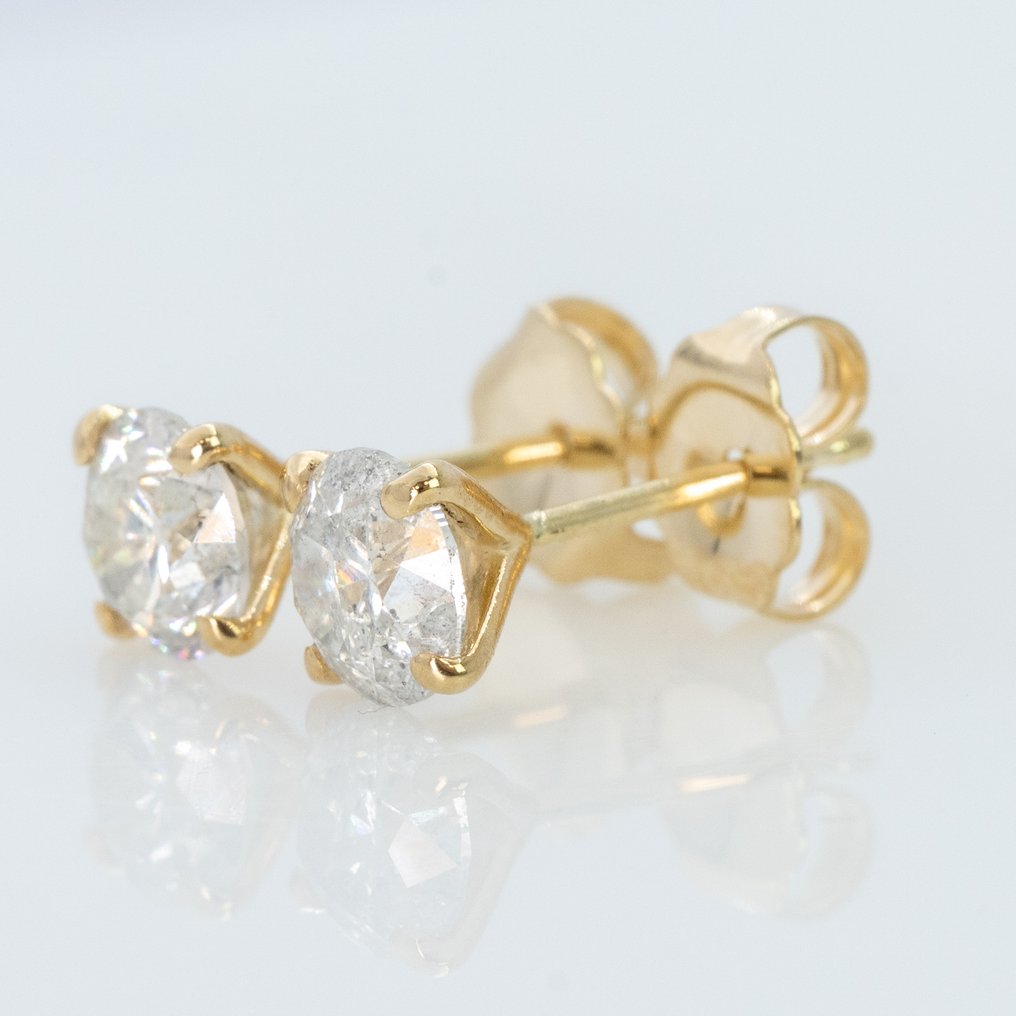 没有保留价 - 耳环 - 14K包金 黄金 - 1.23ct. tw. 钻石 (天然) - GWLab #1.0