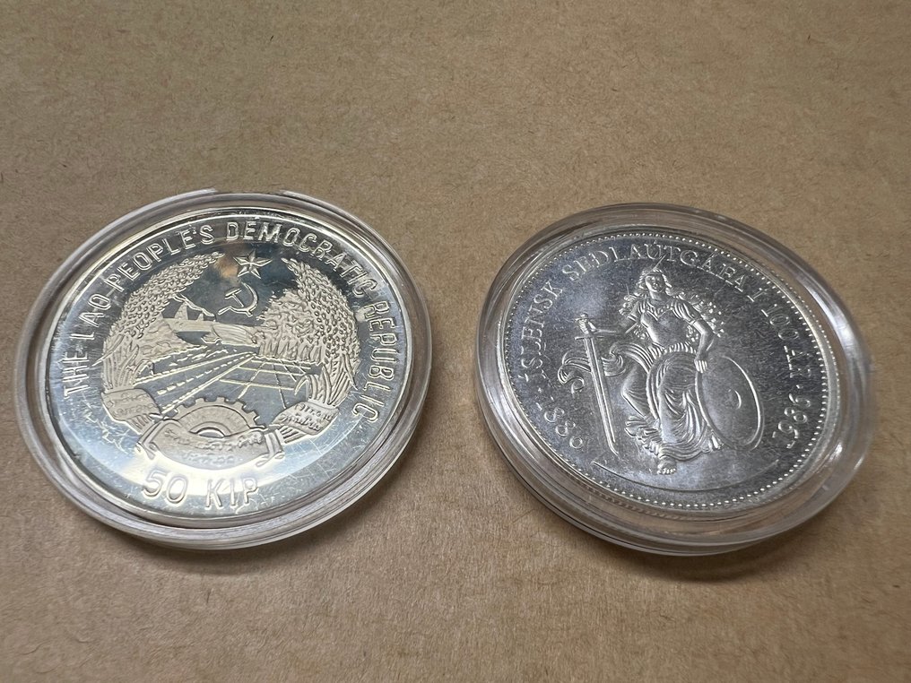 Λάος, Ισλανδία. 1986/1988, lot of 2 coins, incl. 50 Kip, proof (χωρίς τιμή ασφαλείας) #1.0