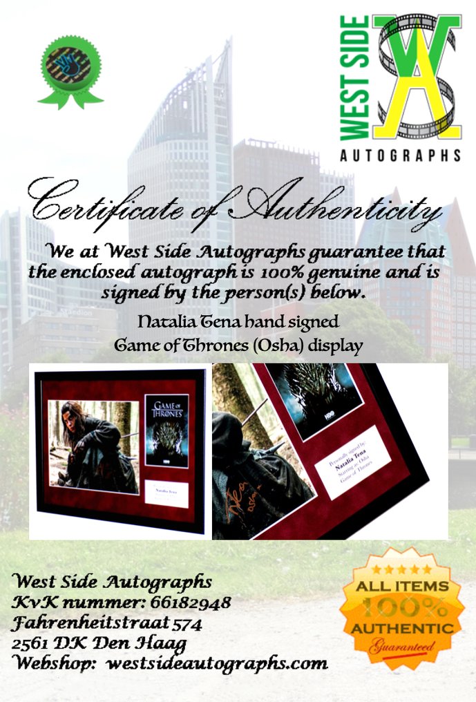 Game of Thrones - Natalia Tena (Osha) Premium Framed, signed, COA & Photo signing session #3.2
