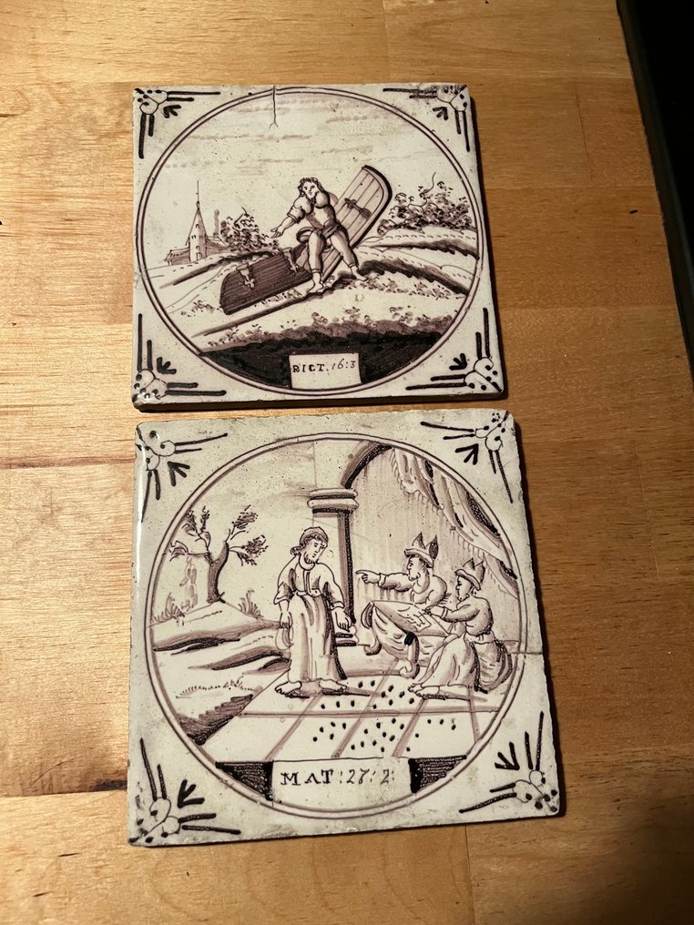  Tile (2) - Biblical scenes - 1750-1800  #1.0