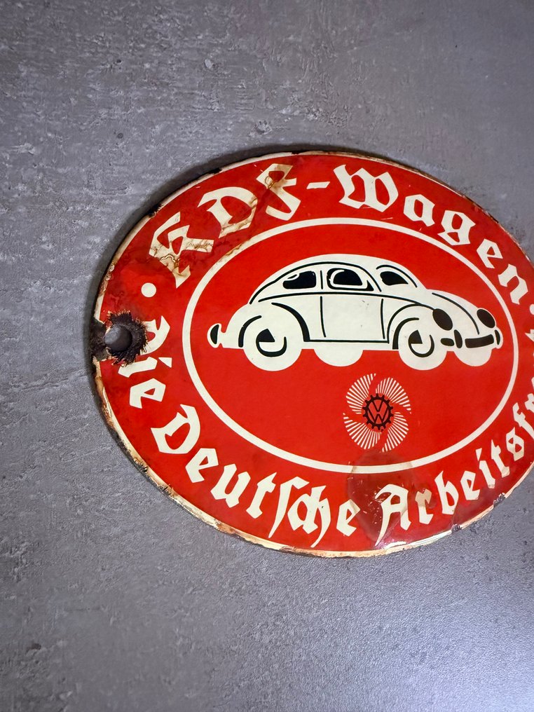 Πινακίδα με σμάλτο kdf wagen - World War II - Εμαγιέ πινακίδα - Σμάλτο, Μέταλλο #3.2