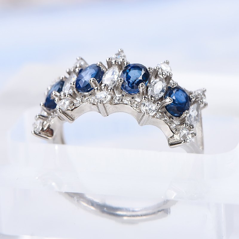 Sem preço de reserva - Anel Prata - 1.40ct. tw. Safira - Safira natural de 1,4ct #2.1