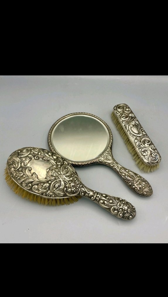 thomas prince - leone passante - Specchio a mano (3)- Lipstick - 925/1000 - Argento britannico #1.0