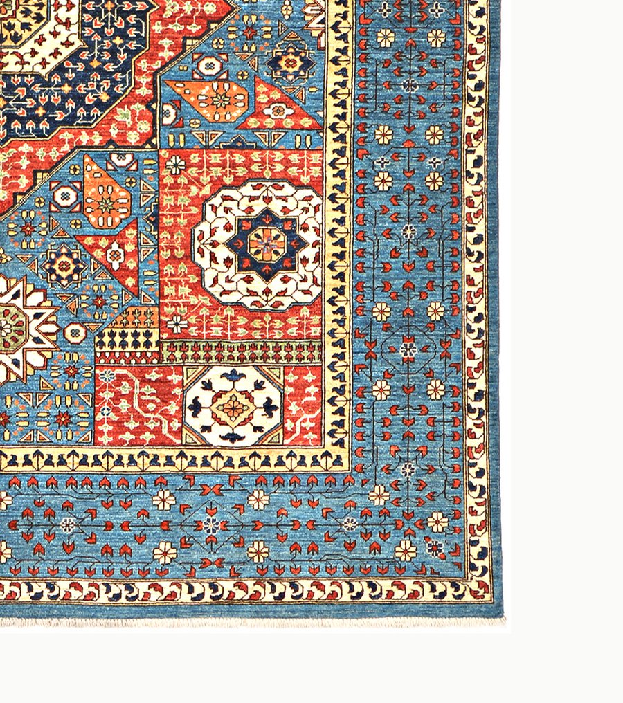 Afghan, Ziegler Kazak, Unikt højkvalitets håndknyttet traditionelt tæppe mesterstykke af naturlig uld. - Tæppe - 303 cm - 242 cm - Ny håndlavet designerløber #3.2