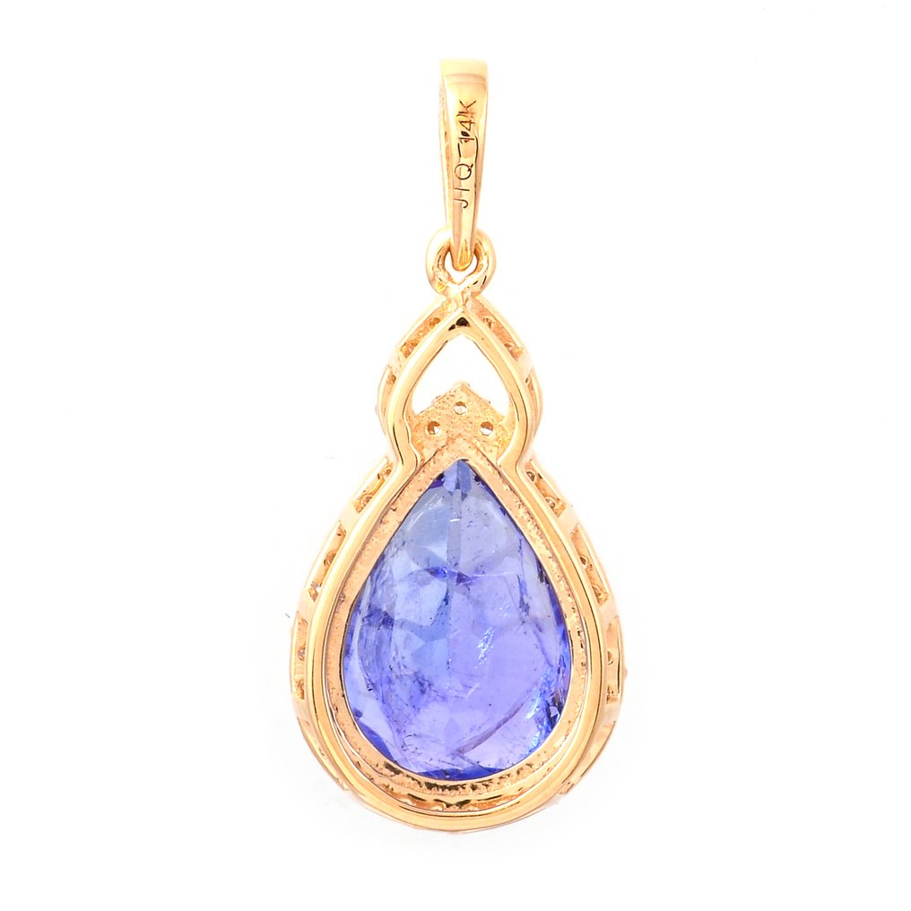 Ei pohjahintaa - Riipus - 14 kt. Keltakulta - 3.03ct. tw. Tansaniitti - Timantti #1.0