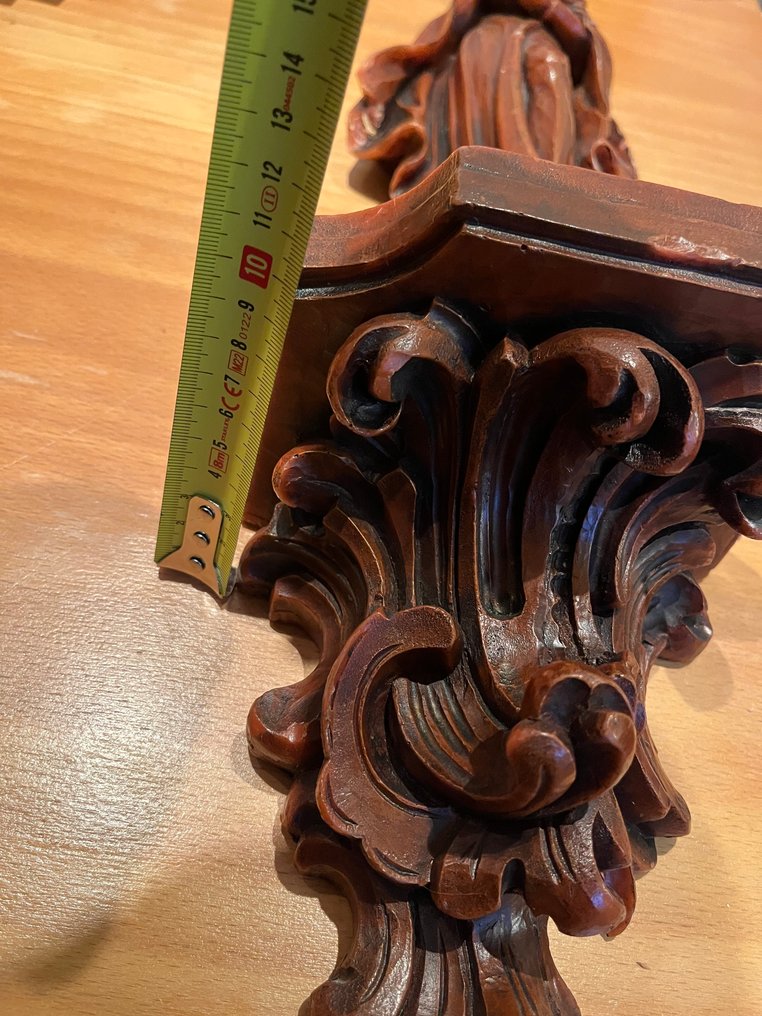 Γλυπτό, Maria met kind + Wandconsole - 56 cm - Κερί - 1970 #2.1