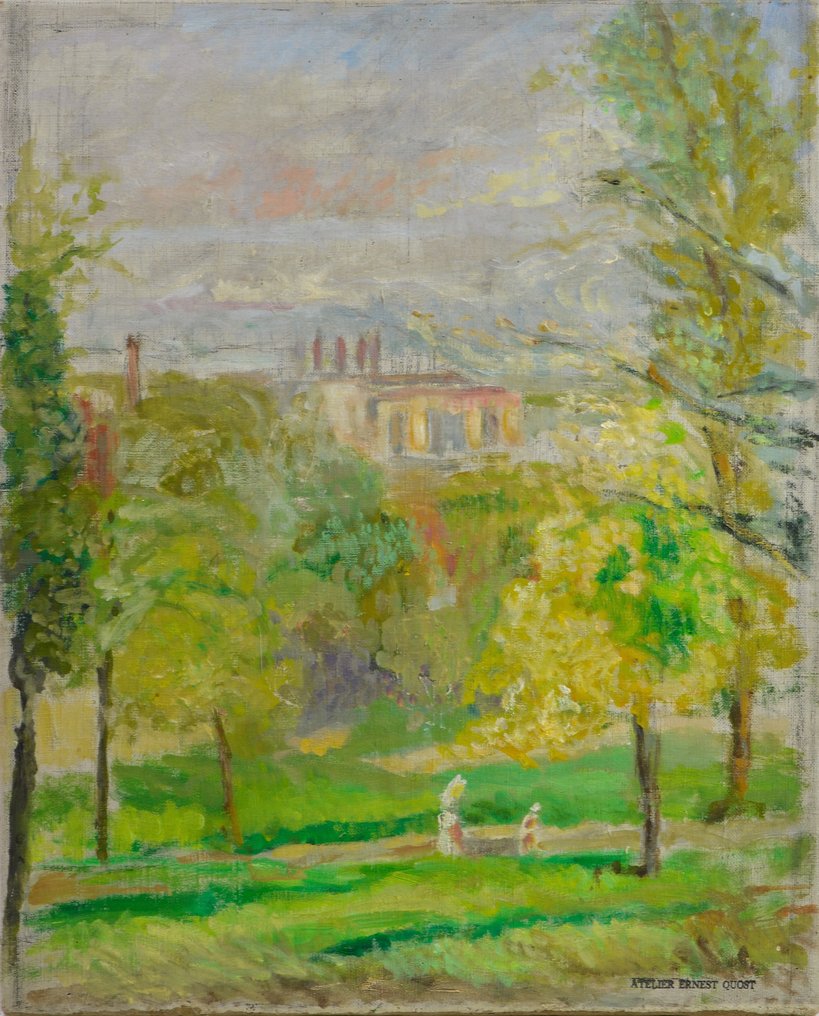 Ernet Quost 1844-1931. - Vue d'un parc des environs de Paris. #1.0