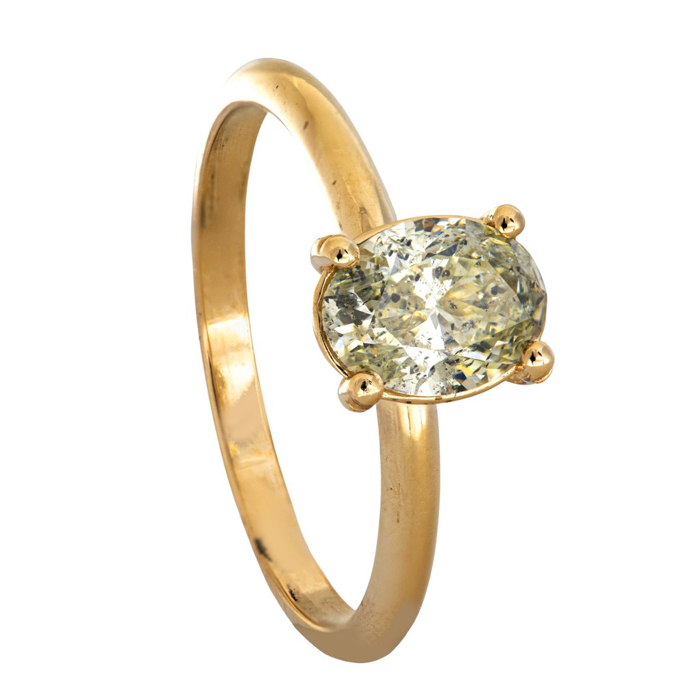 Zonder minimumprijs - Ring - 14 karaat Geel goud - 1.00ct. tw. Geel Diamant (Natuurlijk gekleurd) #1.0