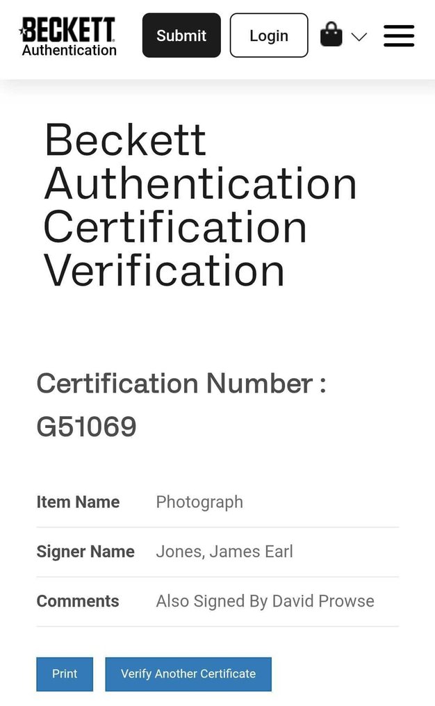 Star Wars - James Earl Jones & Dave Prowse (Darth Vader) – Double Signed 8x10 Photograph – Beckett COA #1.0