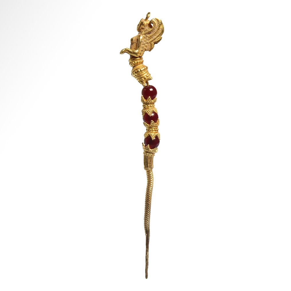 古希臘，邁錫尼 金色, 石榴石 稀有狮身人面像别针 #3.2