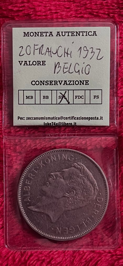 Belgium. Albert I. 20 Francs 1932 (No reserve price) #2.1