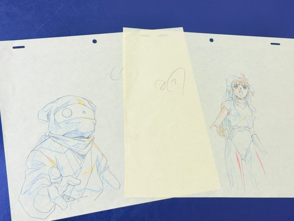 Studio Kikan - 2 x eredeti animációs rajz, ugyanabban a jelenetben! - La ☆ Blue Girl (OVA, 1992/93) #2.1