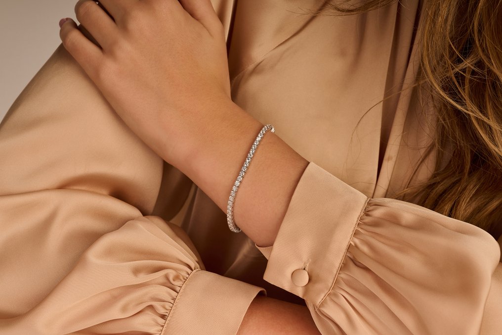 网球手链 - 14K包金 白金 - 3.20ct. tw. 钻石 (实验室培育) #2.1