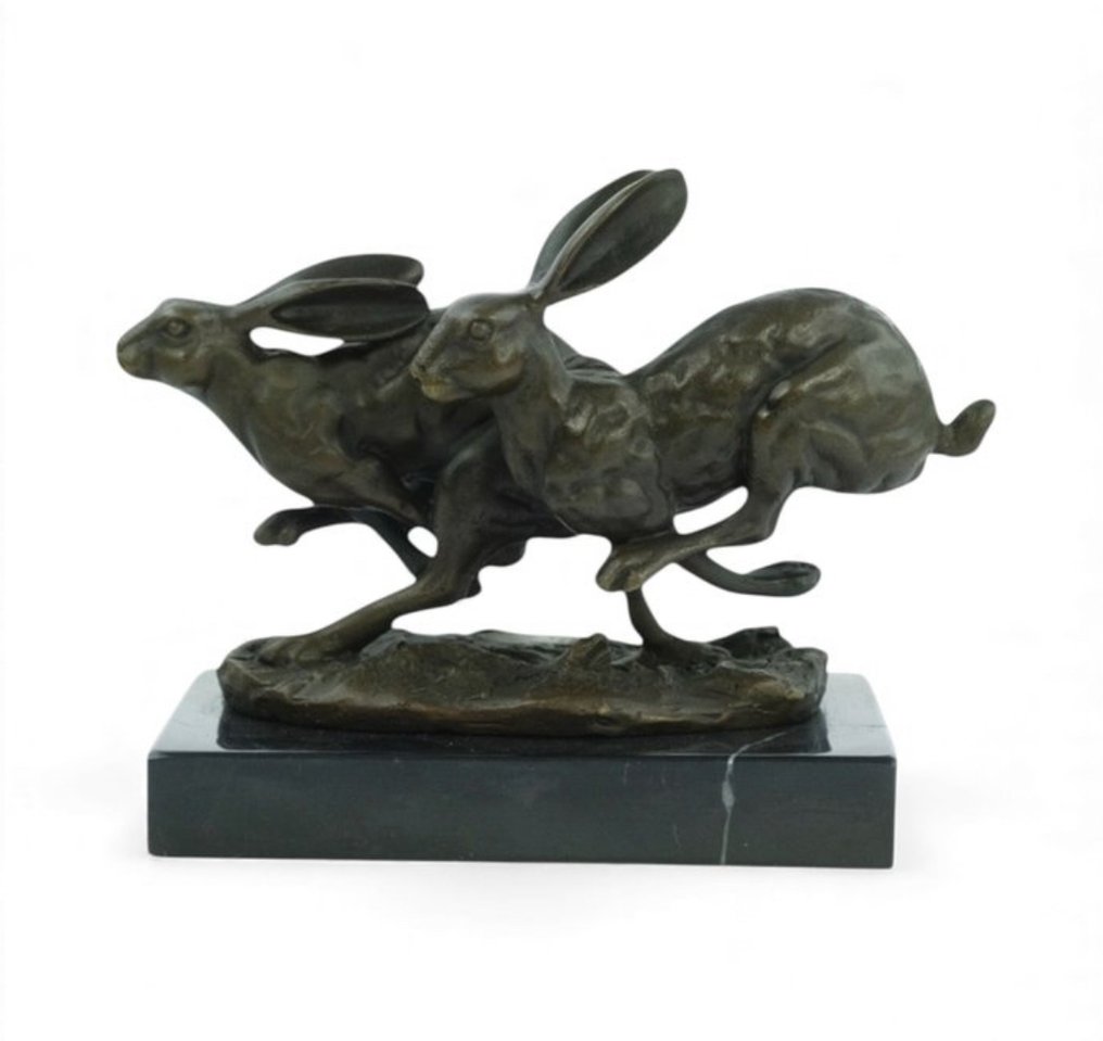 Nick - Sculpture, Rennende hazen - 12 cm - Bronze, Marbre #1.0