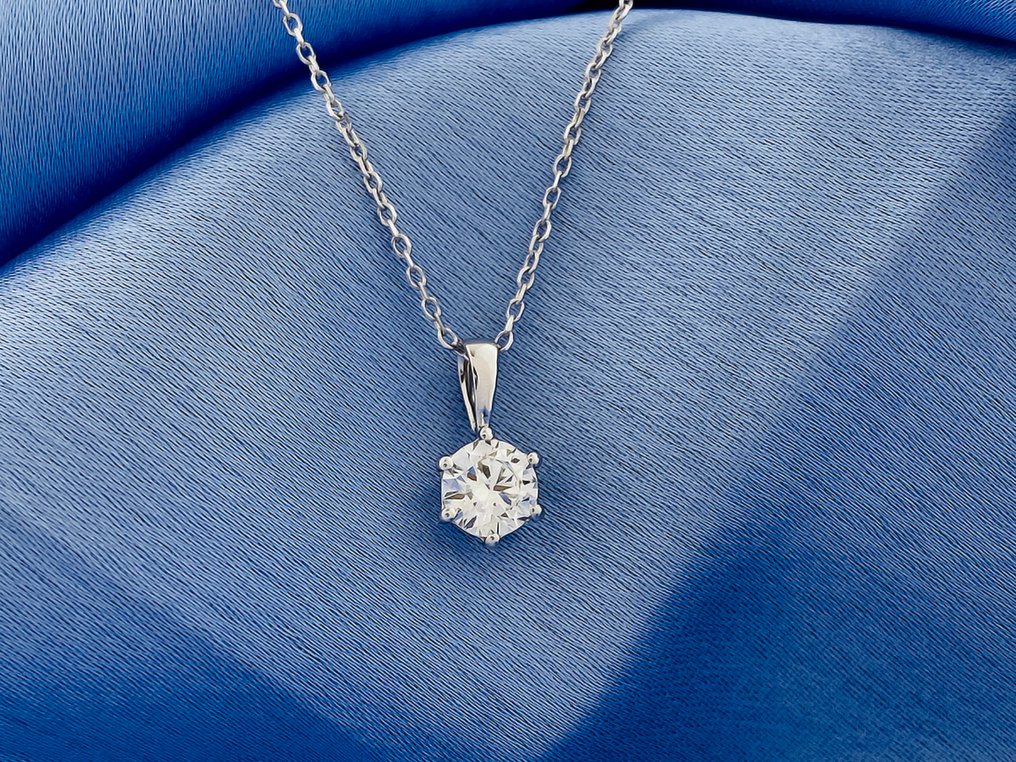 頸鏈 - 14 克拉 白金 -  0.50ct. tw. 鉆石 (天然) #4.3