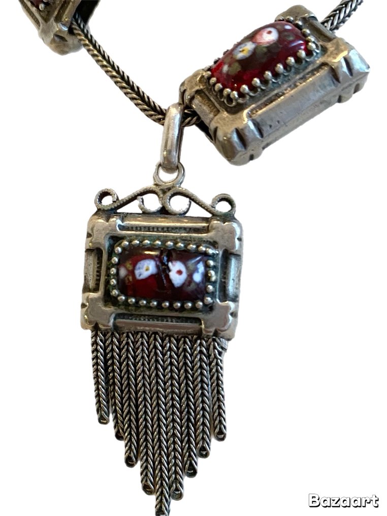 Colier cu pandantiv Argint - Argint - Email - Antic #3.2