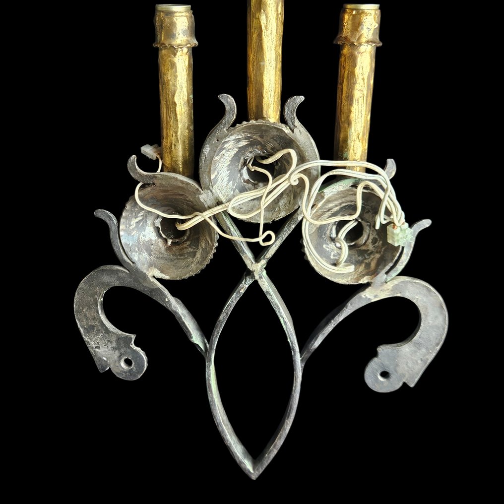 Wall lamp - Bronze, smeedijzer - Arts and crafts wall lamp #3.2