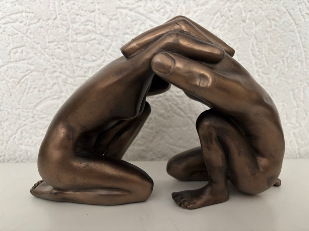 Statue, Becoming one - 12 cm - Koldmalet bronze #3.2