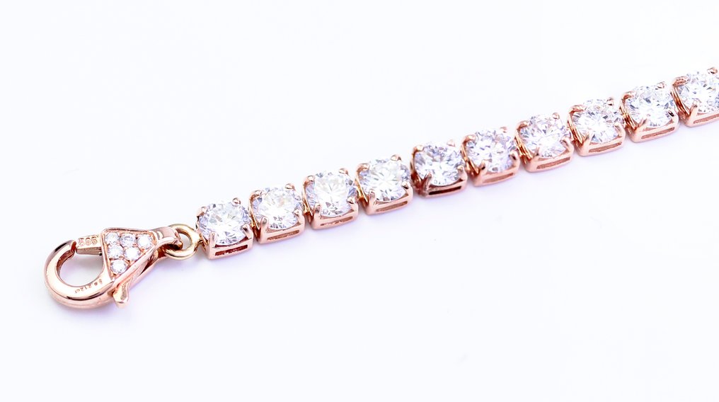 网球手链 - 14K包金 玫瑰金 -  5.21ct. tw. 钻石 (实验室培育) #3.2