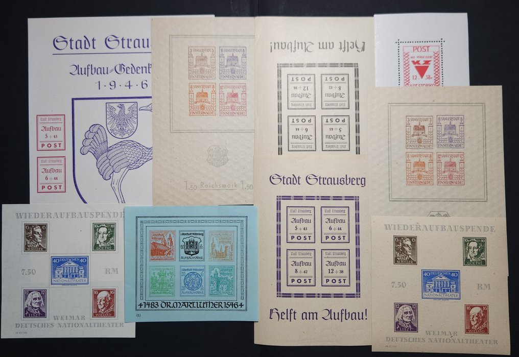 Németország - helyi posta 1945 - Német helyi kiadások tételek blokk-kénti kiadásként - Partien #1.0