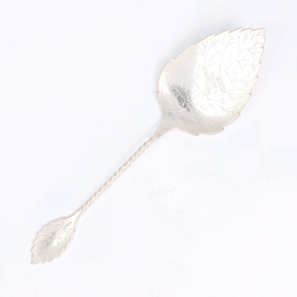 B.H. Driesen - ''Butterfly and Leaf Design'' - Serveur de gâteaux - Argent 833 - 1900-1910 #1.0