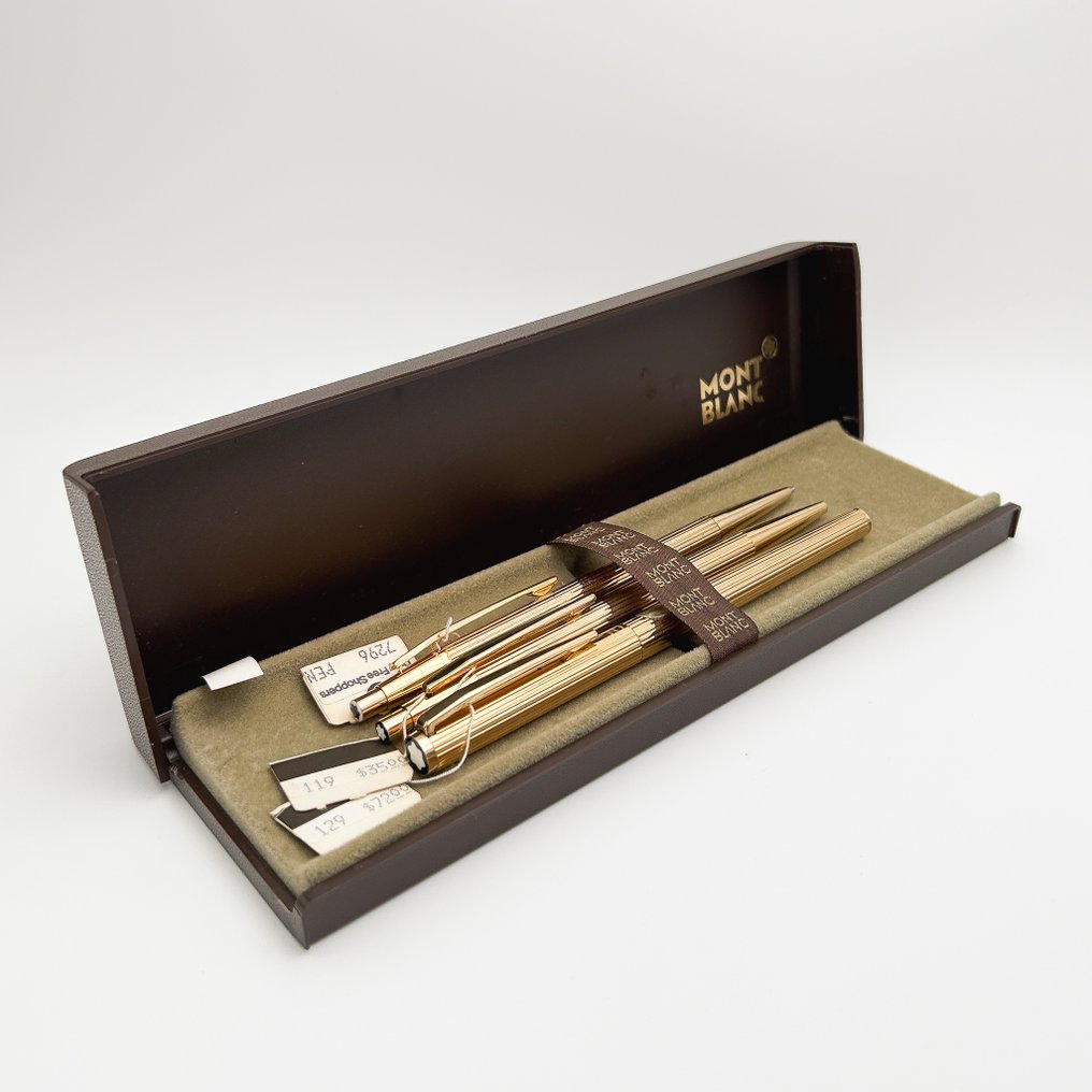 Montblanc - Noblesse Gold-Plated Fluted Trio Set (with original box and price tag) - Täytekynä #1.0