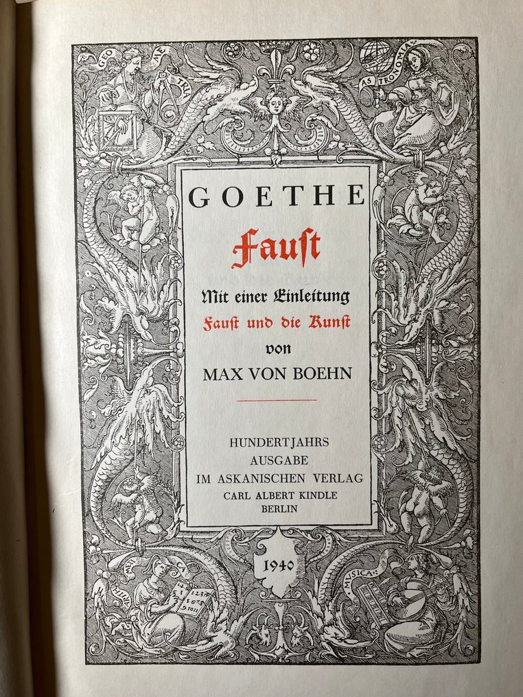Johann Wolfgang von Goethe / Max von Boehn (preface) - Faust. Hundertjahrsausgabe. Mit einer Einleitung - Faust und die Kunst - von Max von Boehn. - 1940 #1.0