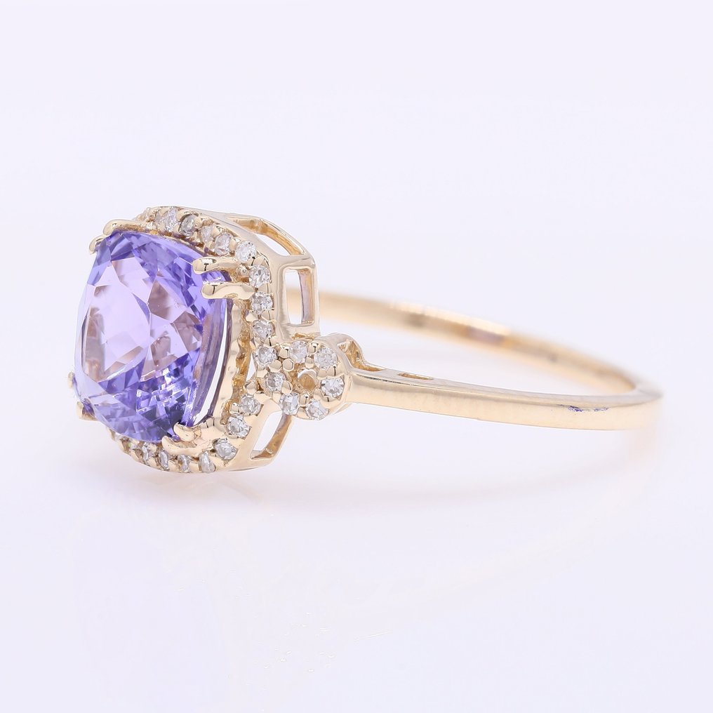 Nincs minimálár - Gyűrű - 14 kt. Sárga arany - 2.42ct. tw. Tanzanit - Gyémánt #2.1