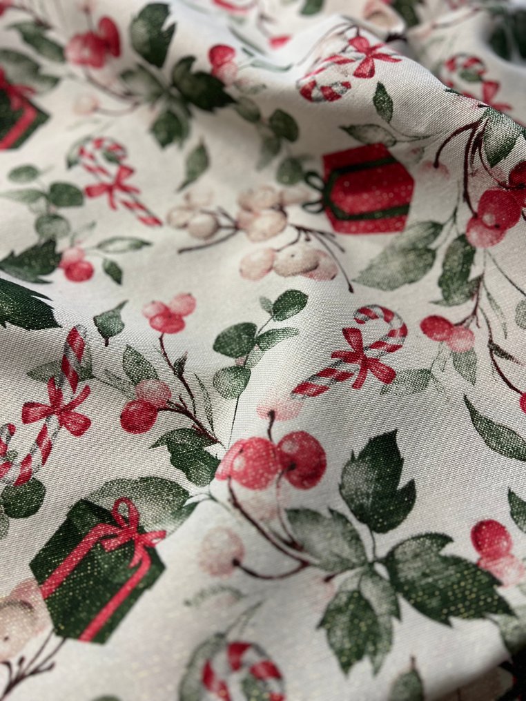 Tkanina z bawełny lurex z oryginalnym świątecznym wzorem. - Tkanina - 280 cm - 250 cm #2.1