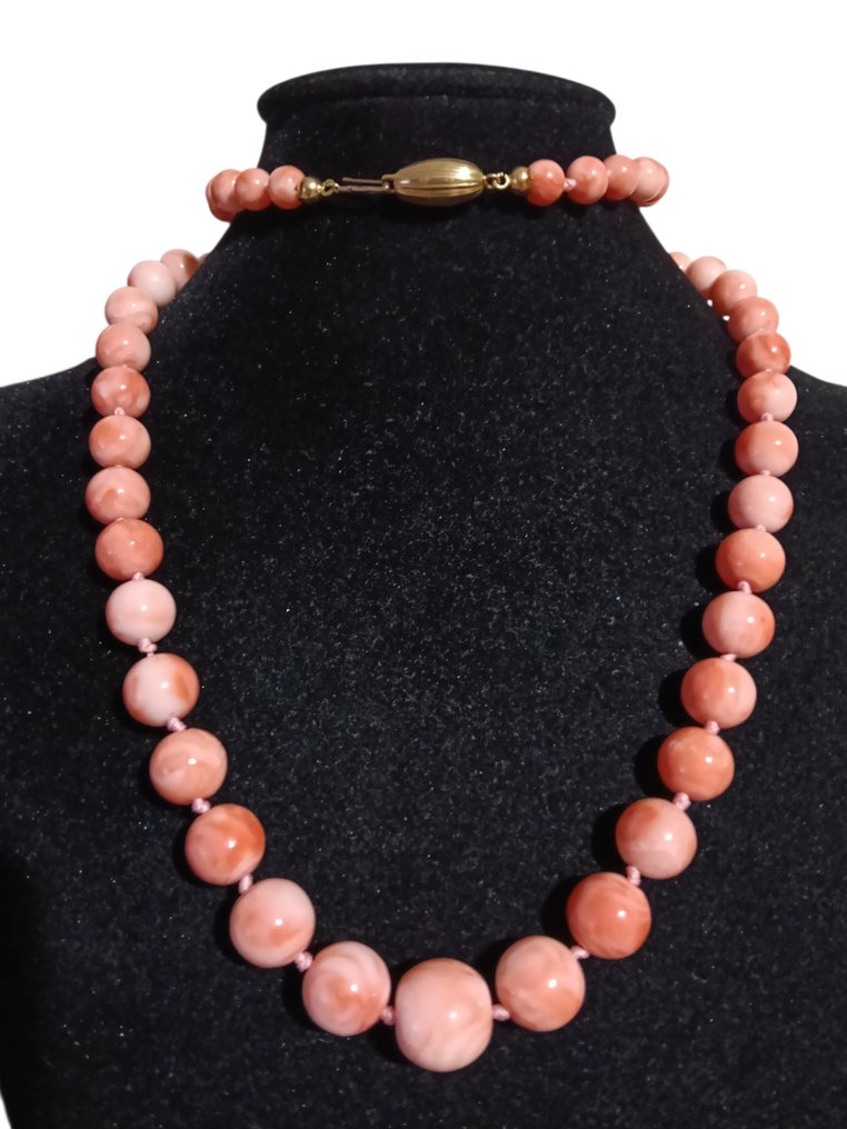 Collier - 18 carats Or jaune Corail - Corail - Coral Rosato Naturel #1.0