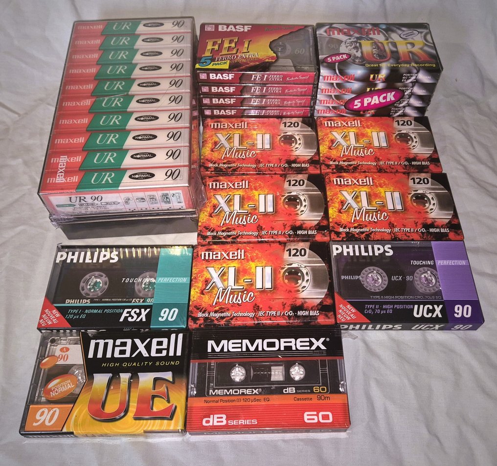 Maxell,BASF,Philips,memorex - Készlet 29 új audiocassettesből Üres hangkazetta - Több modell #1.0