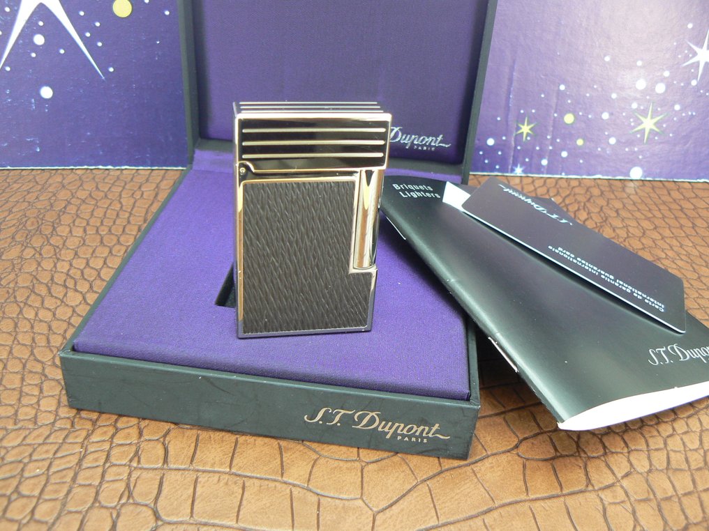 S.T. Dupont - Line 2 - Taschenfeuerzeug - Plaqué Palladium & Leder #1.0