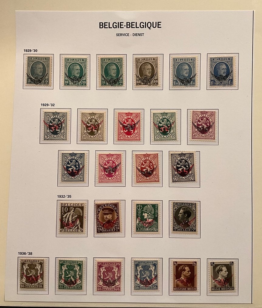 Belgium 1929/1982 - Military + service stamps - beautiful collection including paper types. - OBP M + S #1.0