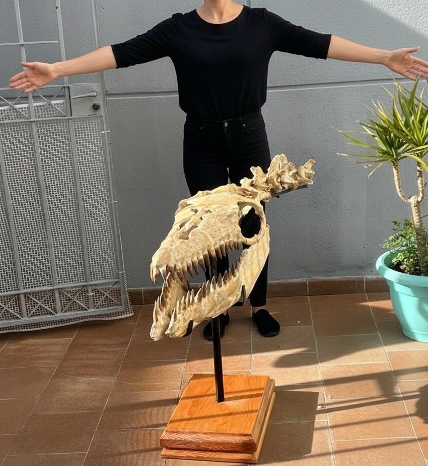 Marine reptile - Fossil skull - 135 cm - 80 cm #1.0
