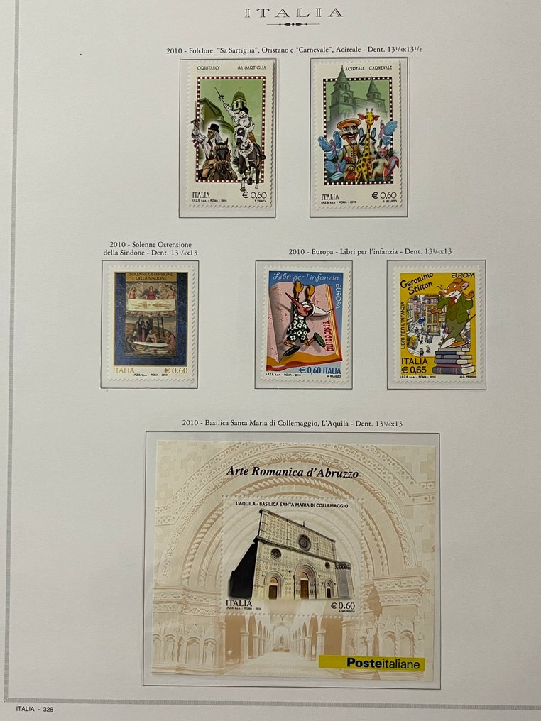 意大利 2010 - 意大利共和国2010年版邮票，全新，带完整橡胶背面。 #1.0