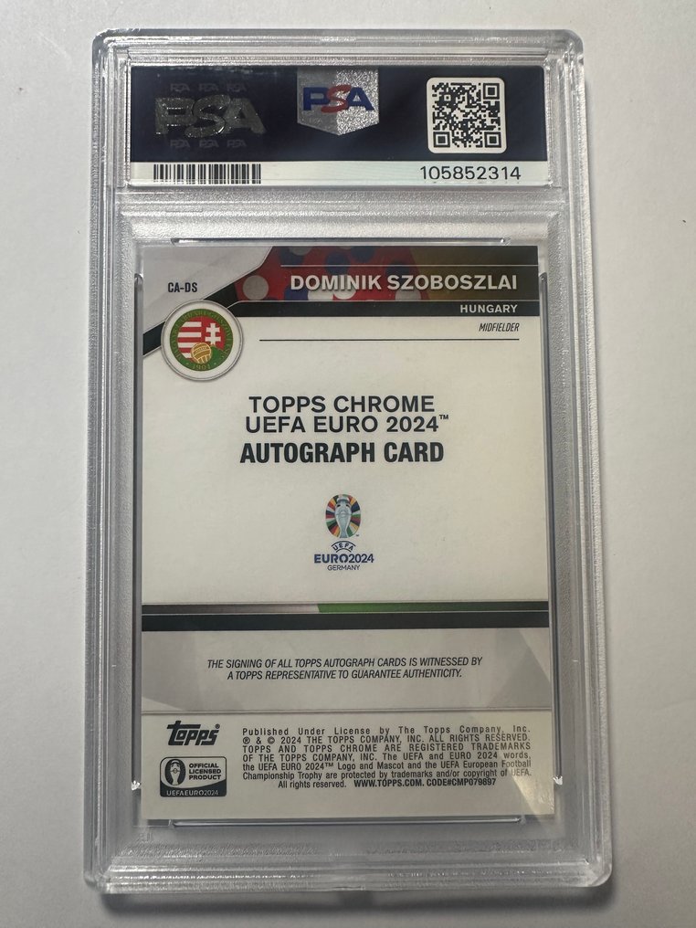 2023/24 Topps Chrome Sapphire Euro 2024 Dominik Szoboszlai Auto /49 - PSA 10 Graded card #3.2